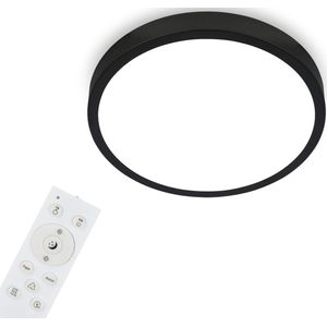 Briloner - LED plafondlamp RGBW, dimbaar, kleurrijke lichtkleuren, neutraal wit, opbouwlamp, afstandsbediening, nachtlicht, timer, geheugenfunctie , zwart, Ø38cm