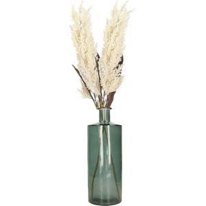 Kunstbloemen bloemstuk pampasgras boeket in flesvaas - 2x pluimen creme wit - 88 cm hoog