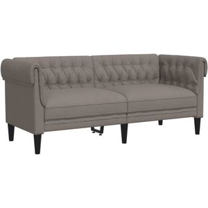 The Living Store Tweezitsbank Chesterfield-stijl stof taupe - Tweezitsbank - Chesterfield - Stoffen Bank - Lounge Meubels - Salontafel