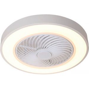Freelight - Plafondventilator Fiato - Ø 50 cm – witte plafondventilator - metalen ventilator – top kwaliteit – incl. remote – speciaal voor lage plafonds – ventilator met LED verlichting - wit