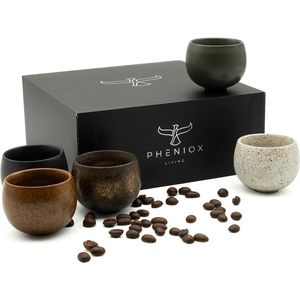 Espressokopjes 5-delige set Timeout Mini | 50 ml | hoogwaardige kopjes van aardewerk | Japanse stijl zonder handvat | vaatwasmachinebestendig | mokka | thee | sake cups | mokken