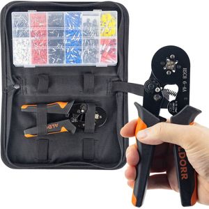 ALDORR Adereindhulstang vierkante persing - Krimptang- Kabelschoentang - 0,25 tot 10 mm2 (AWG 23 tot 7) - 1200-delige accessoireset