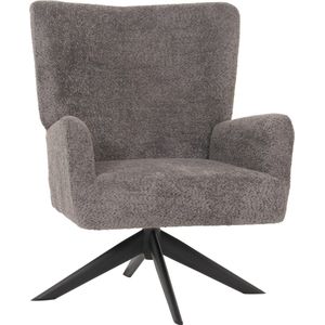 Lounge fauteuil MCW-N65, cocktail fauteuil gestoffeerde fauteuil relaxfauteuil, draaibaar, stof/textiel chenille metaal ~ donkergrijs