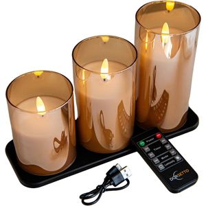DORSETTO oplaadbare led kaarsen set - brandtijd 105 uur - 3 stuks- met afstandsbediening