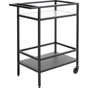 Trolley Zwart - Metaal - 70x42x85cm - Met Wieltjes