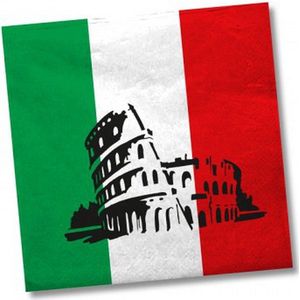 60x Italie landen vlag thema servetten 33 x 33 cm - Papieren wegwerp servetjes - Italiaanse vlag/Colosseum feestartikelen - Landen decoratie