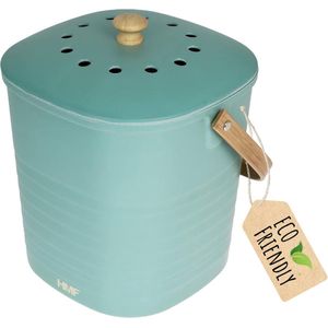 HMF Duurzame bio-afvalemmer keuken, geurdichte compostemmer met deksel, 6 liter, groen