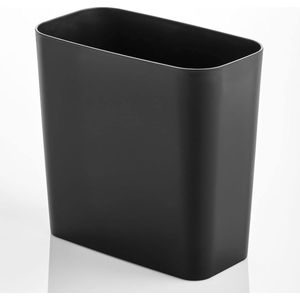 papierbak – rechthoekige prullenbak in een elegant design – stevige kunststoffen afvalbak geschikt voor in de keuken of de studeerkamer – zwart