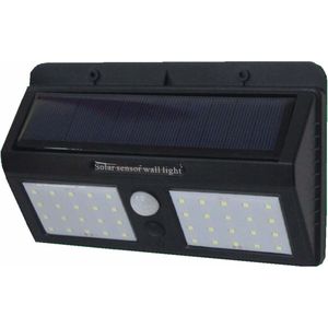 Hofftech Dubbel LED Wandlamp Solar - PIR Sensor - IP65 - 2400 Mah - 3.7 Volt