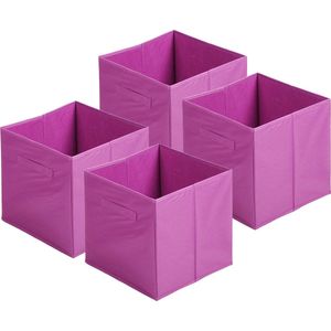 Urban Living Opbergmand/kastmand Square Box - 4x - karton/kunststof - 29 liter - paars - 31 x 31 x 31 cm - Vakkenkast manden