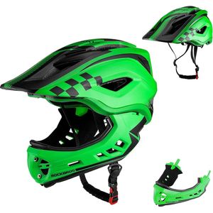 ROCKBROS Downhill Helm Kind Fiets Kinderhelm Integrale Helm Integraalhelm S 48-53cm Jongens Meisjes met Afneembare Kinbescherming voor MTB BMX EPS/PC Schokbestendig