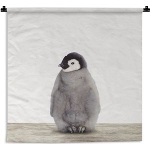 Wandkleed Animalprintshop - Baby Pinguïn dierenprint kinderkamer Wandkleed katoen 120x120 cm - Wandtapijt met foto