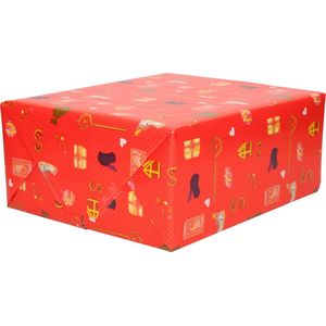 3x Rollen Kerst kadopapier print rood  2,5 x 0,7 meter op rol 70 grams - Luxe papier kwaliteit cadeaupapier/inpakpapier - Kerstmis