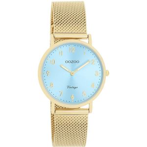 Goudkleurige OOZOO horloge met goudkleurige metalen mesh armband - C20348