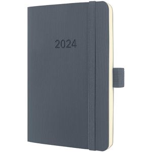 Sigel agenda 2024 - Conceptum - A6 - softcover - 2 pagina's / 1 week - donkergrijs - SI-C2437