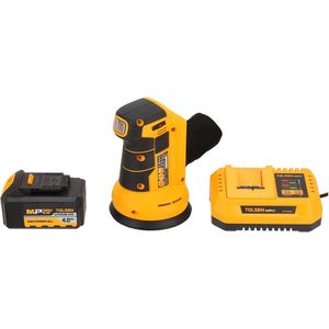 Tolsen Schuurmachine op Accu – 20V Li-ion – Excenterschuurmachine – Ø 125 mm - Incl. 1x 4.0Ah accu, 1x snellader, 2x schuurpapier & stofopvangbox
