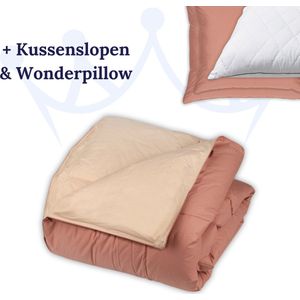 Zelesta® Premiumbed Salmon & Peach 140x200 - Dekbed zonder overtrek - 30 dagen proefslapen - Donzen dekbed - Wasbaar hoesloos dekbed - Bedrukt dekbed - Percal katoen dekbed - All Year Winterdekbed & Zomerdekbed