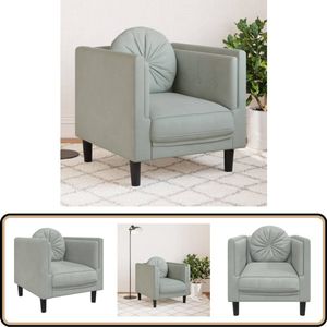 vidaXL Fauteuil met Kussen - Lichtgrijs Fluweel Fauteuil - Fluweel - Licht Grijs - Lounge - Interieurdecoratie
