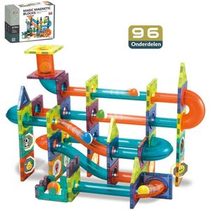 Kiddel XL Magnetische Knikkerbaan interactief DIY Bouwpakket volwassenen 96 stuks - Educatief Speelgoed montessori voor Kinderen kinderspeelgoed met knikkers - speelgoed 3 jaar cadeau