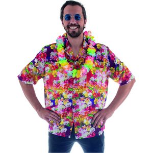 Funny Fashion - Hawaii & Carribean & Tropisch Kostuum - Gek Op Bloemen Hawaii Shirt Man - Multicolor - Maat 48-50 - Carnavalskleding - Verkleedkleding