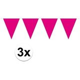3x Mini vlaggenlijn / slinger - magenta roze- 300 cm