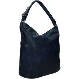 Bear Design Medium Crossbodytas / Schoudertas Dames - Leer - Cow Lavato - Blauw