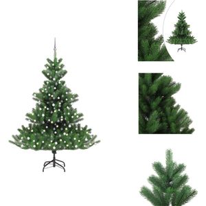 vidaXL Kunstkerstboom Nordmann - 240 cm - Met LED-verlichting en versiering - Decoratieve kerstboom