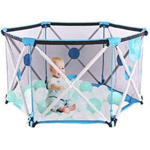 Buxibo - Kinderbox Uitklaarbaar en Makkelijk Opvouwbaar - Reisbox - Wasbaar- Inclusief Opbergtas - 122cm x 66cm - Aqua Blauw