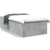 vidaXL - Bedframe - bewerkt - hout - betongrijs - 100x200 - cm