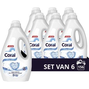 Coral - Vloeibaar Wasmiddel - Optimal White - Witte was - 6 x 26 wasbeurten voordeelverpakking
