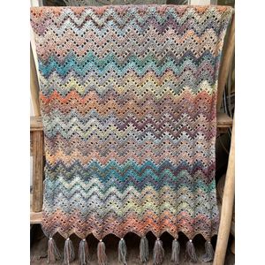 WOL-GAREN-KANT & KLAAR-HANDMADE-PLAID- MARBLE ZIGZAG BOHO-KANT & KLAAR-HAKEN.