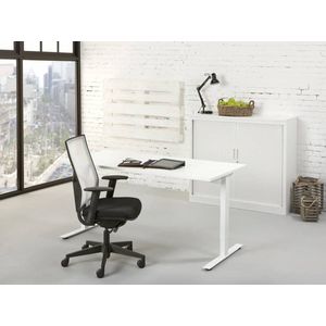 Ergonomisch design t-poot bureau Teez breed 80CM diep 60CM bladkleur Robson Eiken framekleur Wit (RAL9010)