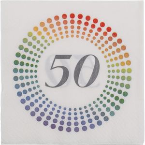 60x Leeftijd 50 jaar themafeest/verjaardag servetten 33 x 33 cm confetti - Papieren feest wegwerp tafeldecoraties