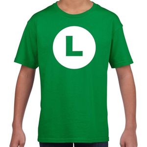 Luigi loodgieter verkleed t-shirt groen voor kinderen - carnaval / feest shirt kleding / kostuum 146/152