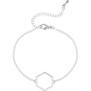 24/7 Jewelry Collection Hexagoon Armband - Zeshoek - Zilverkleurig