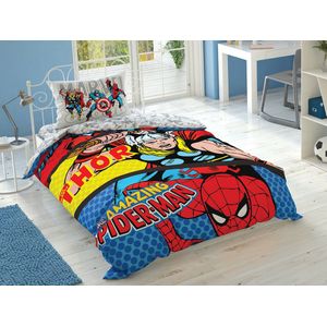 Disney Home - Marvel Comics BRF 1-persoons kinder dekbedovertrekset met laken en kussensloop (gelicentieerd)