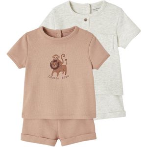 Vertbaudet Set van 2 pyjamashorts honingraat geboorte