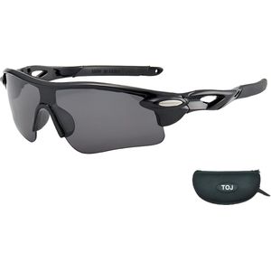 Fietsbril Met Hoes | Sportbril | Racefiets | Mountainbike | MTB | Sport Fiets Bril| Zonnebril | UV Bescherming | Zwart | Donkere Lens