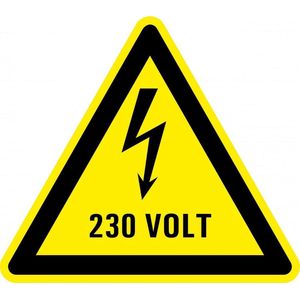 Sticker elektriciteit waarschuwing 230 volt 300 mm