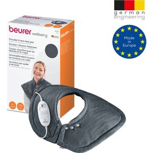 Beurer HK 54 Elektrisch Warmtekussen - Heating pad - Schouders en nek - 52 x 56 cm - 3 Warmtestanden - Snelle opwarming - Automatische uitschakeling - Fleece/katoen - Machinewasbaar - 3 Jaar garantie - Grijs