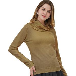 Manlee - m.l. Fijngebreide trui met wijde col en lange mouwen - Relaxed fit - Khaki - Maat : XL