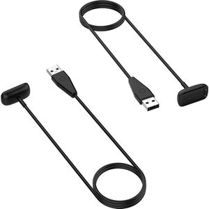 2-Pack - Case2go - Oplaadkabel geschikt voor Fitbit Luxe / Fitbit Charge 5 & 6 - USB-kabel - 1.0 meter - Zwart