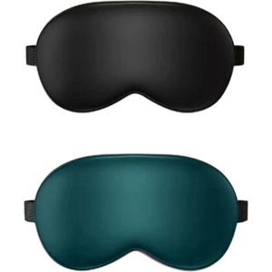 2 stuks zachte en comfortabele zijden slaapmasker verstelbaar voor kinderen mannen vrouwen - reizen rustig slapen gezichtsmasker - blauw en roze