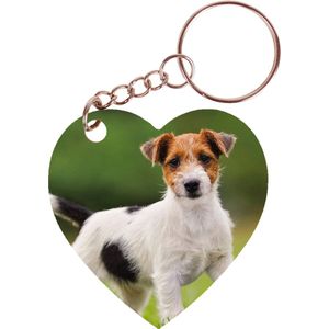 Sleutelhanger hartje 5x5cm - Jack Russel Terrier Hond