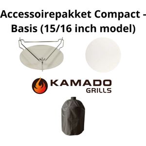 Kamado Grills - Accessoirepakket - 15/16 inch kamado - Regenhoes, Deflector en Pizzasteen