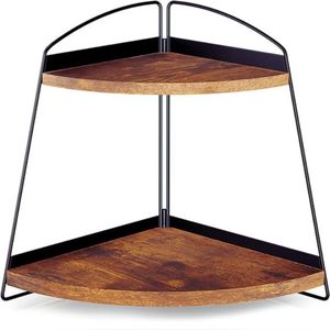 Hoekorganizer 2 Etages – Multifunctioneel Keuken- En Badkamerrek – Bruin Etagère Voor Cosmetica, Kruiden & Meer!