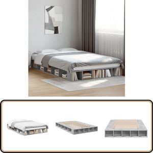 vidaXL Bedframe bewerkt hout betongrijs 140x190 cm