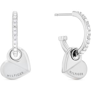 Tommy Hilfiger TJ2780882 Dames Oorbellen - Oorringen - Sieraad - Hart - Staal - Zilverkleurig - 21 mm lang