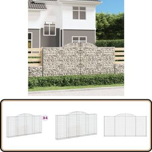 vidaXL - Schanskorven - 4 - st - gewelfd - 300x30x140/160 - cm - ijzer