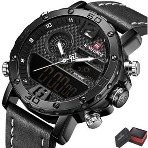 Naviforce® Horloges voor Mannen Digitale Herenhorloge Jongens Heren – Valentijn Cadeautje voor Hem – Digitaal & Analoog Horloge Watch – Horlogebox Geschenkdoos – Zwart Wit